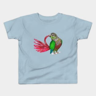 Preening green-cheeked conure Kids T-Shirt